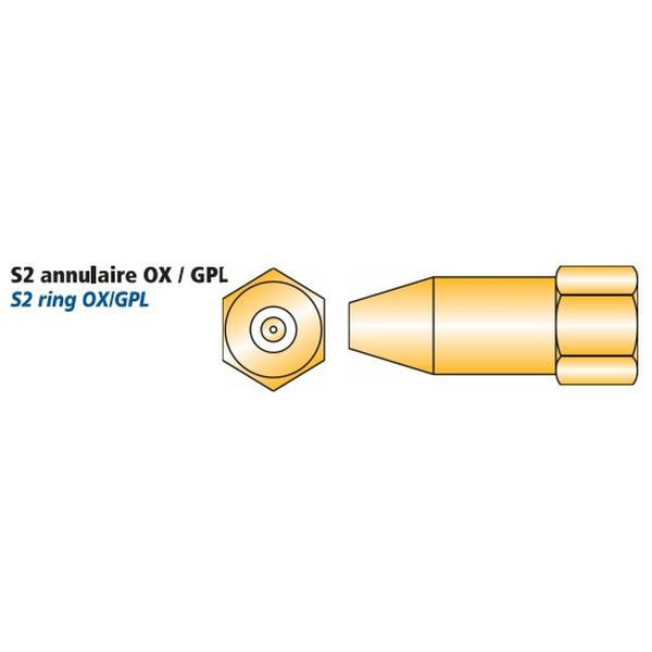 Bec S2 flamme annulaire 40/10 Ox/GPL – pour chalumeau type S2