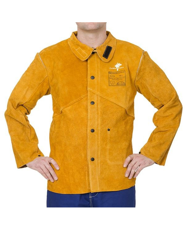 Welding jacket with flame retardant cotton back