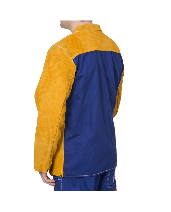 Welding jacket with flame retardant cotton back