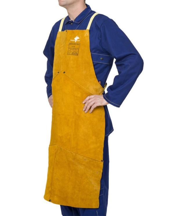 Golden Brown Leather Apron 107x60 cm