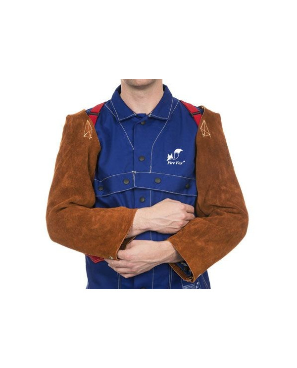 Weldas Lavabrown split cowleather welding sleeves - Long (Pair)