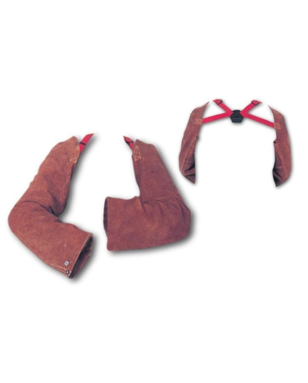 Weldas Lavabrown split cowleather welding sleeves - Long (Pair)