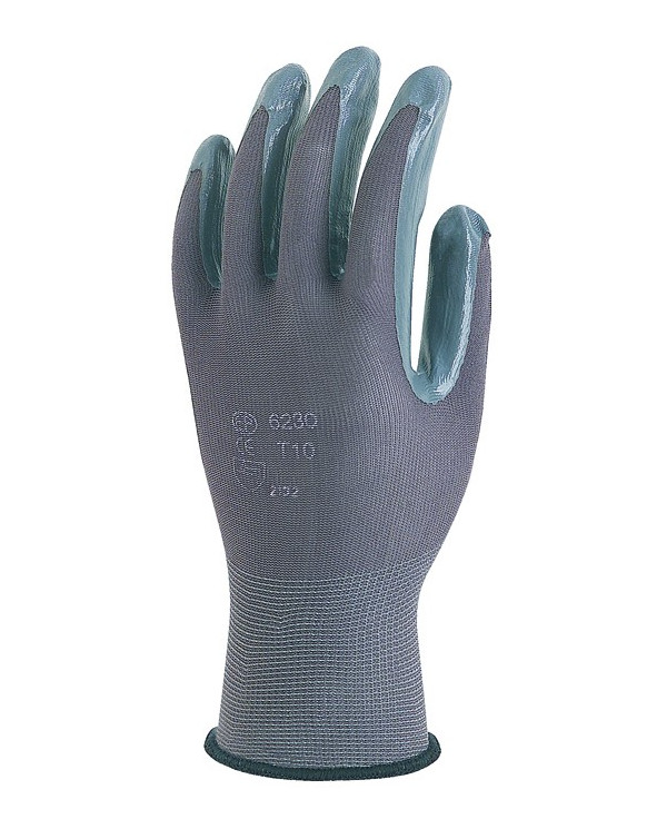 Gray polyamide gloves, gray nitrile coated palm