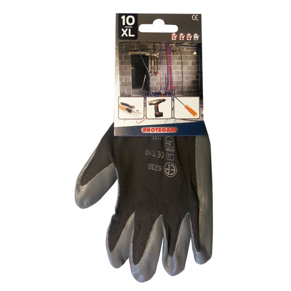 Gray polyamide gloves, gray nitrile coated palm