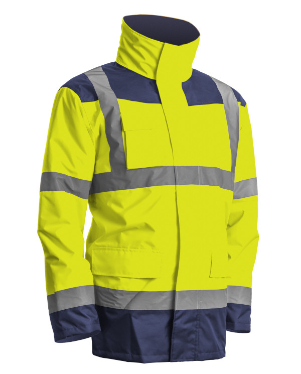Parka / Veste 4 en 1 Haute Visibilité / Fluo Jaune polyester Oxford 300D