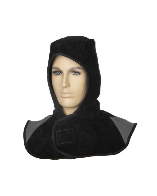 Capuche soudeur cuir croûte noir Arc Knight WELDAS | HD Soudage
