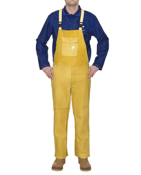 Golden Brown™ Cowhide Leather Bib Overalls | HD Soudage