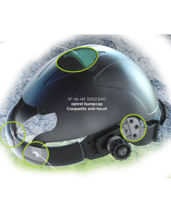 Black bump cap for Optrel welding helmets (headband mount)