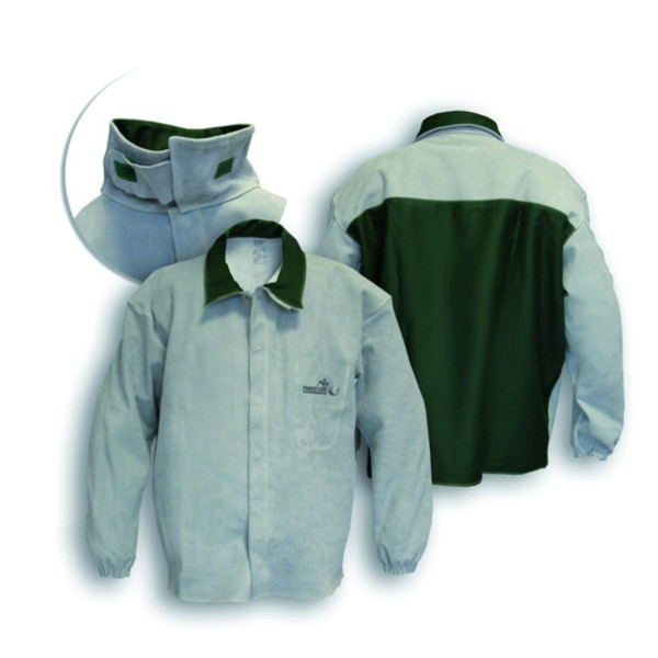 Jacket in Natural Full-Grain Cowhide with Flame-Retardant Fabric Back