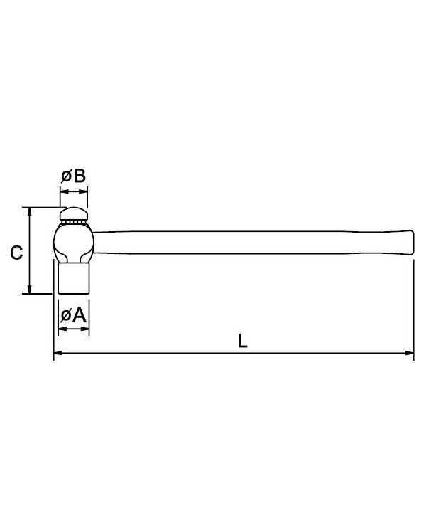 Fiberglass handle ball hammer.