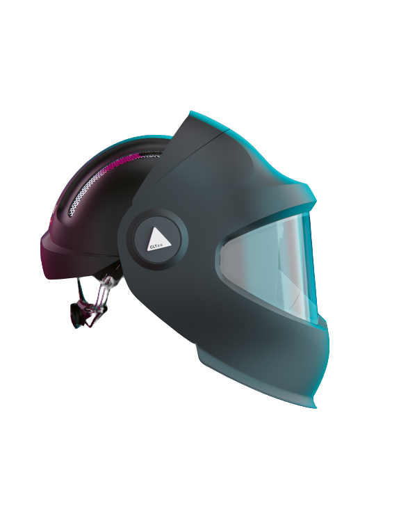 Welding hood OPTREL HELIX CLT, with safety helmet.