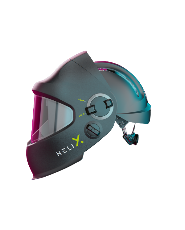 Welding hood OPTREL HELIX CLT, with safety helmet.