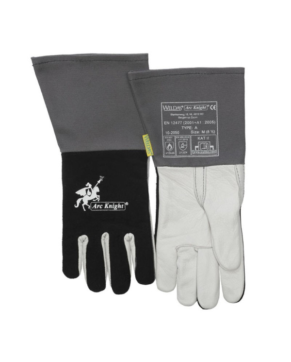 WELDAS ARC Knight Welding Glove - black/white cowhide leather