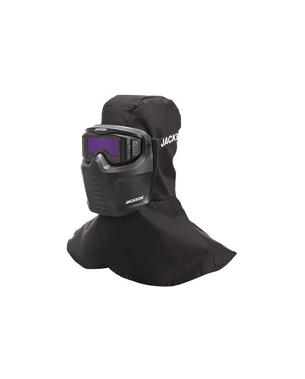 Rebel welding mask with auto-darkening filter and fireproof hood (kit)