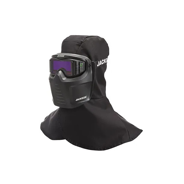 Rebel welding mask with auto-darkening filter and fireproof hood (kit)