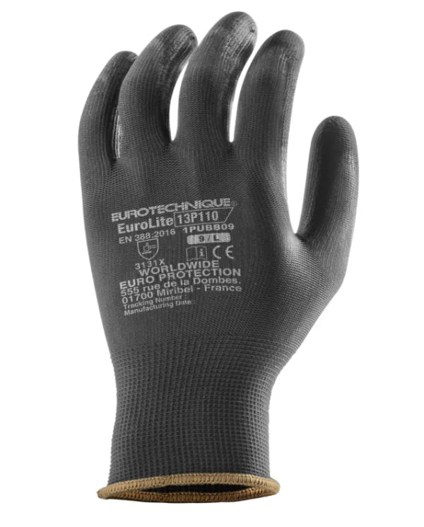 EUROLITE 13P110 Glove Black Polyester with Black PU Coating
