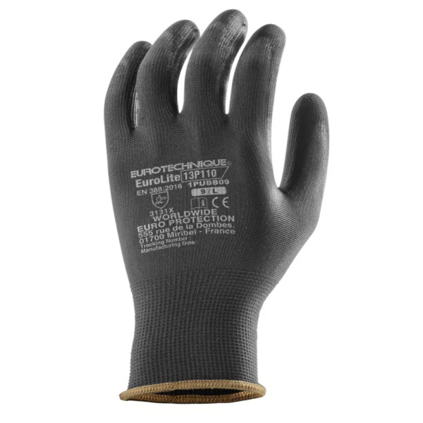 EUROLITE 13P110 Glove Black Polyester with Black PU Coating