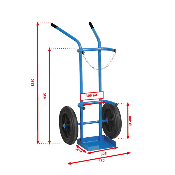 Chariot bouteille B50 SORI – 1 bouteille, roues Ø