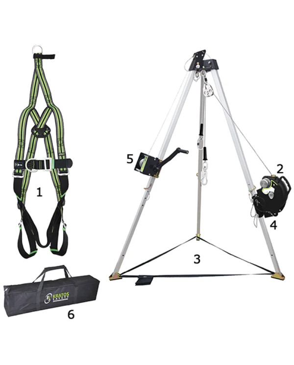 Confined Space Kit with Harness, Lifeline, and Winch