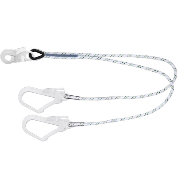 Longe Fourche en Corde Tressée 1,50 m avec Mousquetons Automatiques