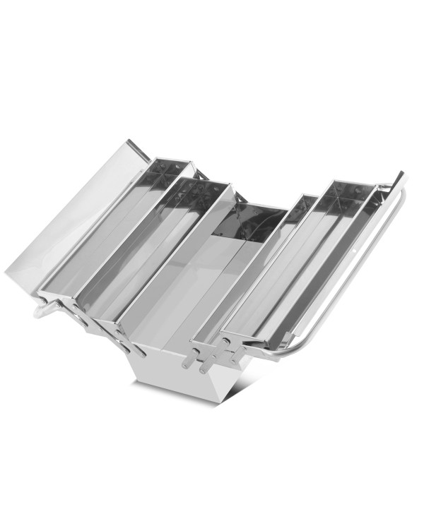 Stainless steel toolbox with 5 side compartments