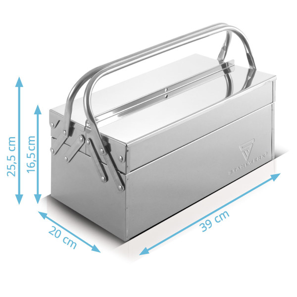 Boîte à outils en acier inoxydable STAHLWERK | 3 compartiments