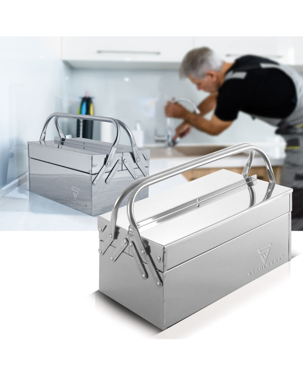 Boîte à outils en acier inoxydable STAHLWERK | 3 compartiments