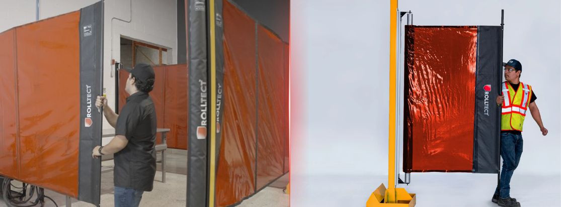 Save space with retractable welding screens